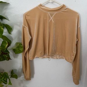 Velvet Tan Cropped Crew Neck Sweatshirt